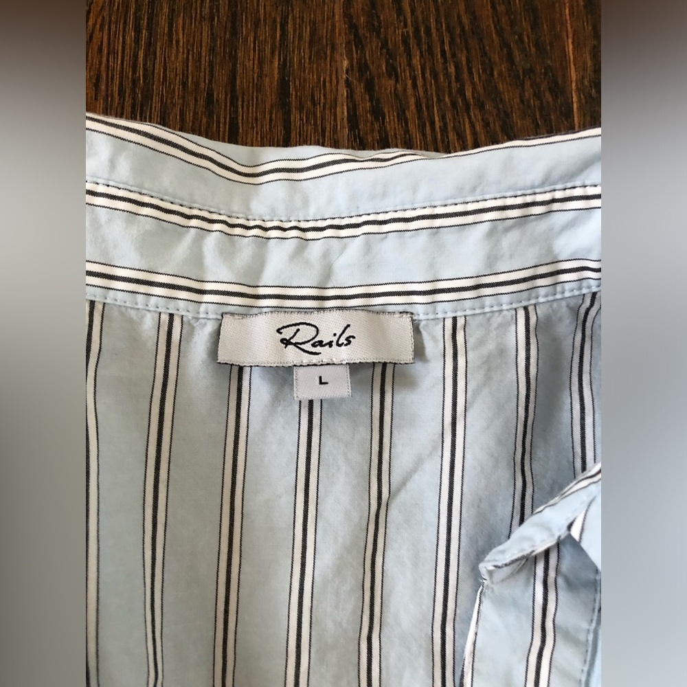 RAILS Women’s L Blue/White Stripe Irie V-Neck Midi Shirt Dress in Hampton Stripe - Picture 6 of 16